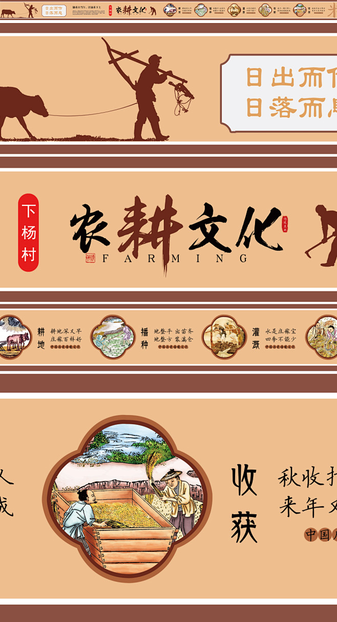 传统农耕文化墙素材