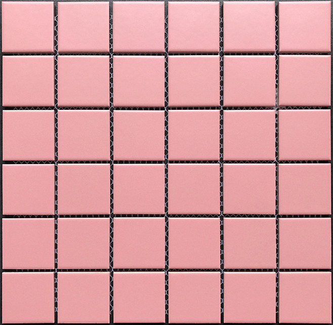 粉色陶瓷马赛克浴室地面墙面防滑女孩房粉色装修家装主材瓷砖