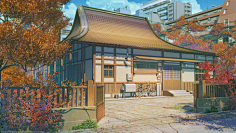 June‘Yang采集到治愈系 场景 自然 插画 日本动漫风格