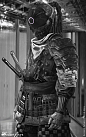 国人画师的未来日本武士：古典着装，科技头盔，外骨骼手臂 / 查查362