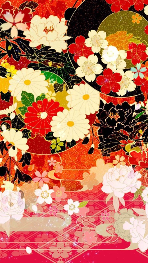 日式和风系的樱花碎花手机壁纸图片