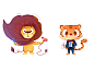 lion and tiger tiger lion animal character illustration