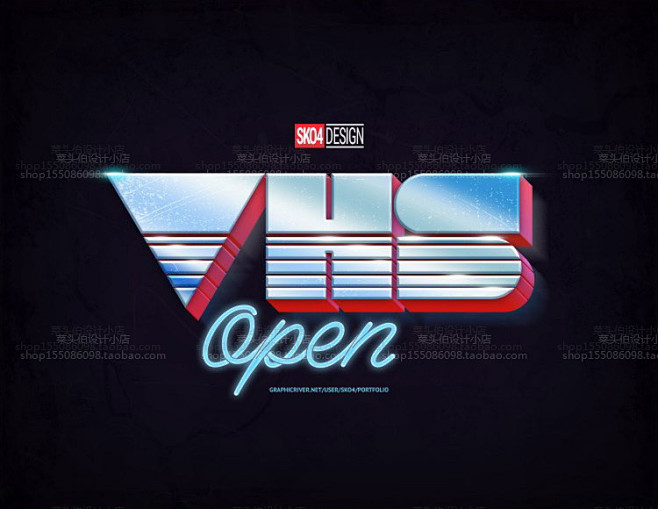 精品10款科幻科技感电源蒸汽波海报字体特效psd插画logo设计素材淘宝