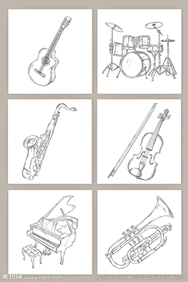 乐器图片结构素描图片