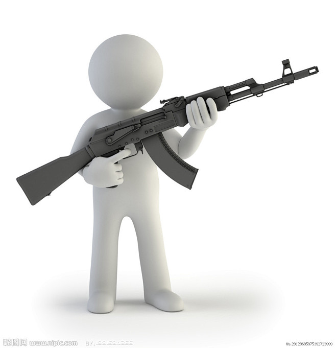 拿着冲锋枪的3d小人设计图
