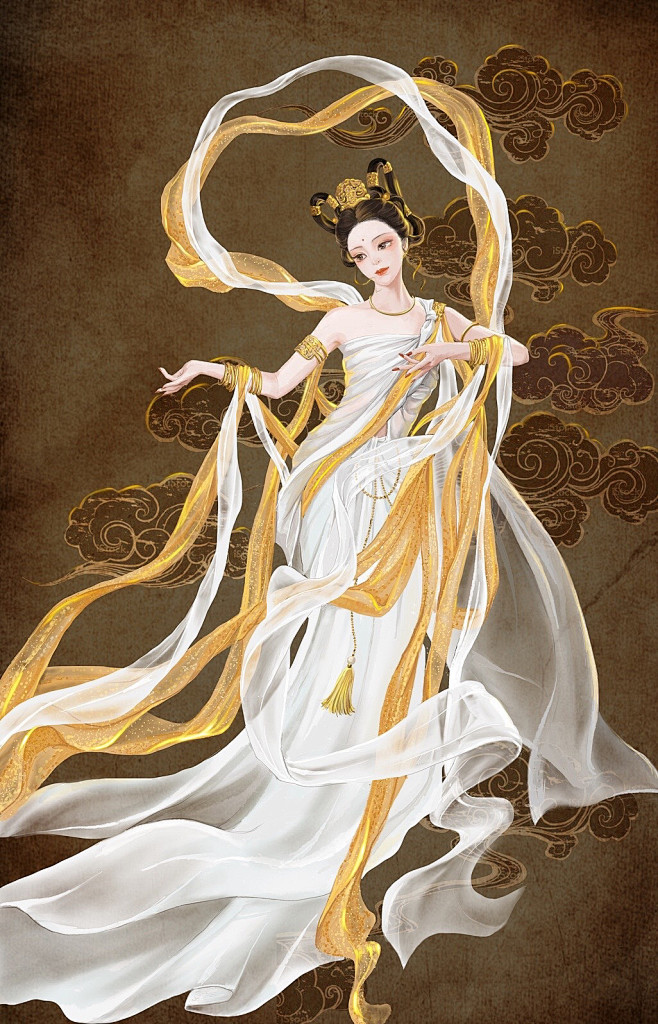 78寒汀作品古风美女手绘飞天绝色佳人插画漫画