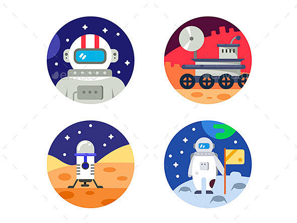 宇航员图标像素完美--Web元素矢量