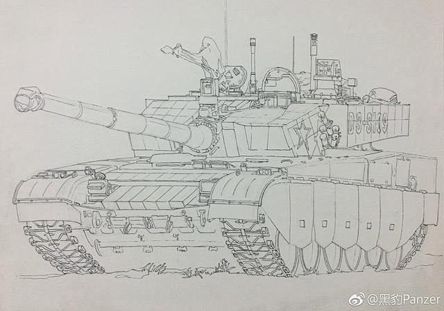 手绘军事素描--中国坦克装甲车辆