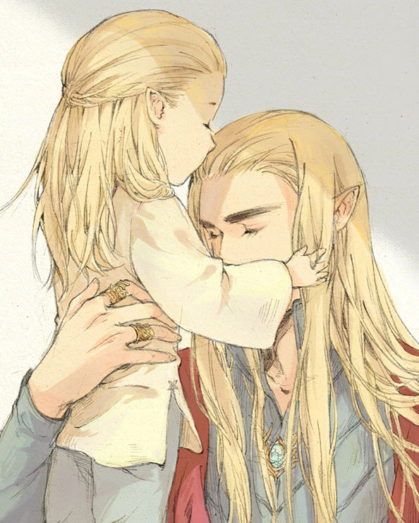 抱着的那一抹温暖阳光小枣子密林父子本小枣子瑟兰迪尔莱戈拉斯插画