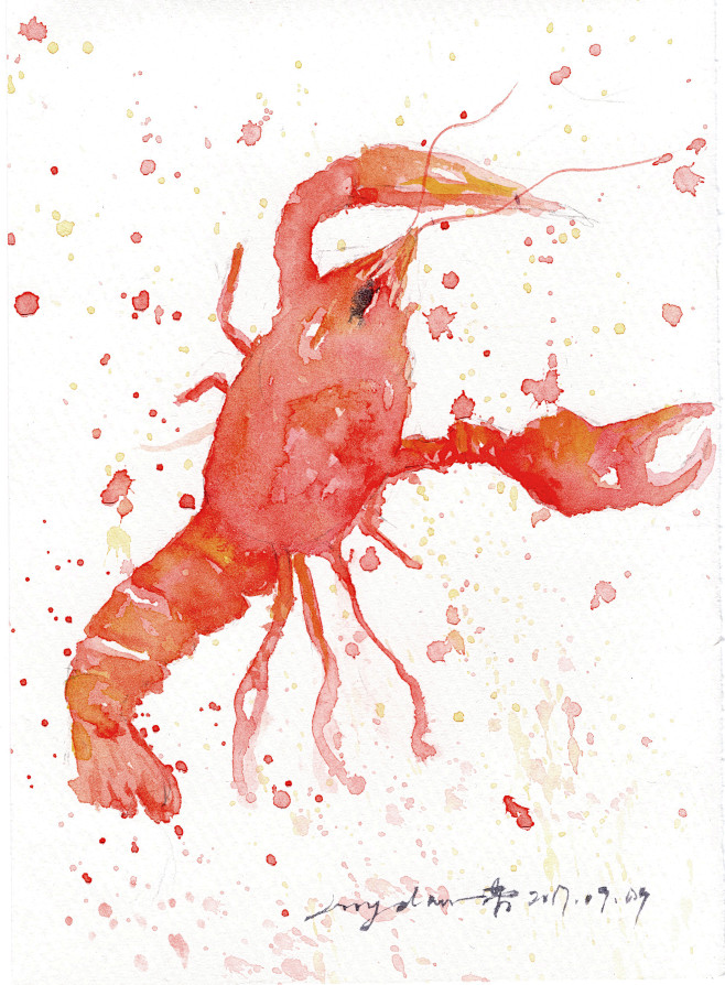 龙虾工笔画图片