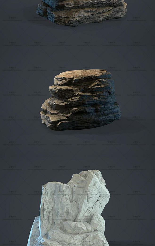 次世代石头3d模型贴图3dsmaxfbxobj游戏美术场景建模参考素材淘宝网