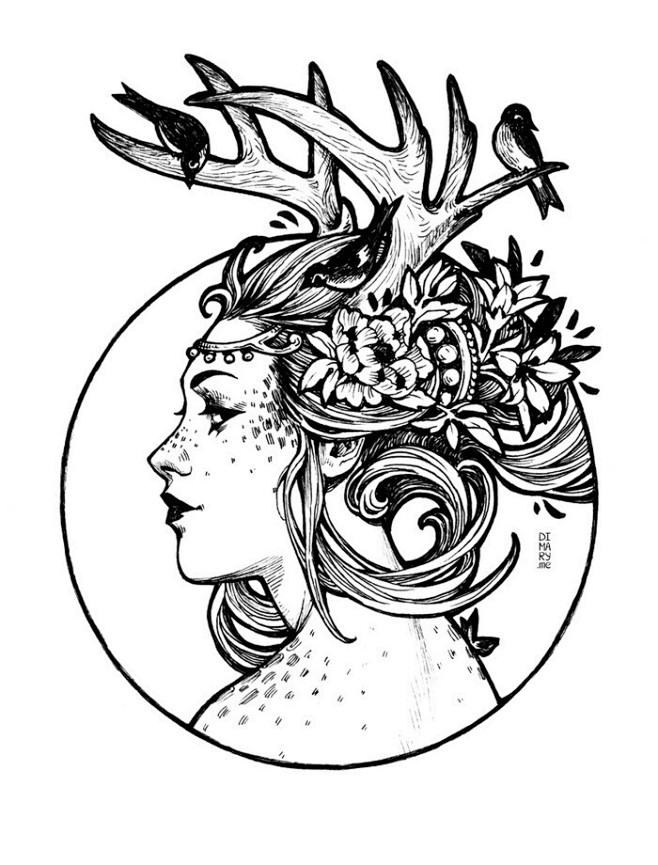 黑白插画画师mariadimova作品