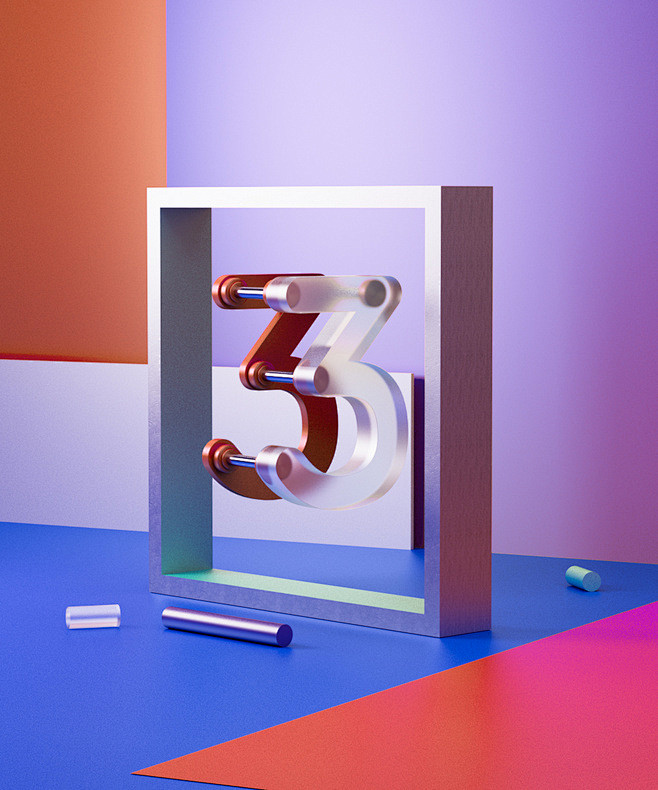 玻璃数字三维立体数字设计创意文字设计