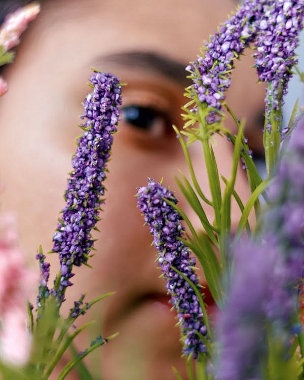 charmingfemalebehindlavenderflower