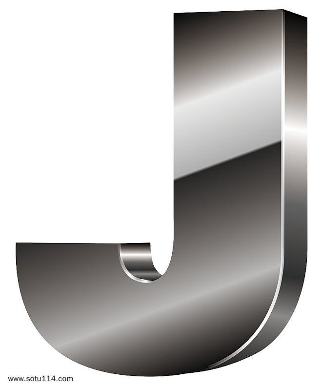银色金属质感立体3d小写字母j图片png免抠元素卡通手绘背景装饰免扣