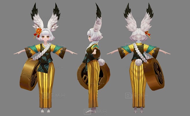 兔子精白兔玉兔精大耳朵兔子兔仙子卡通女孩美少女白发短发金币综合