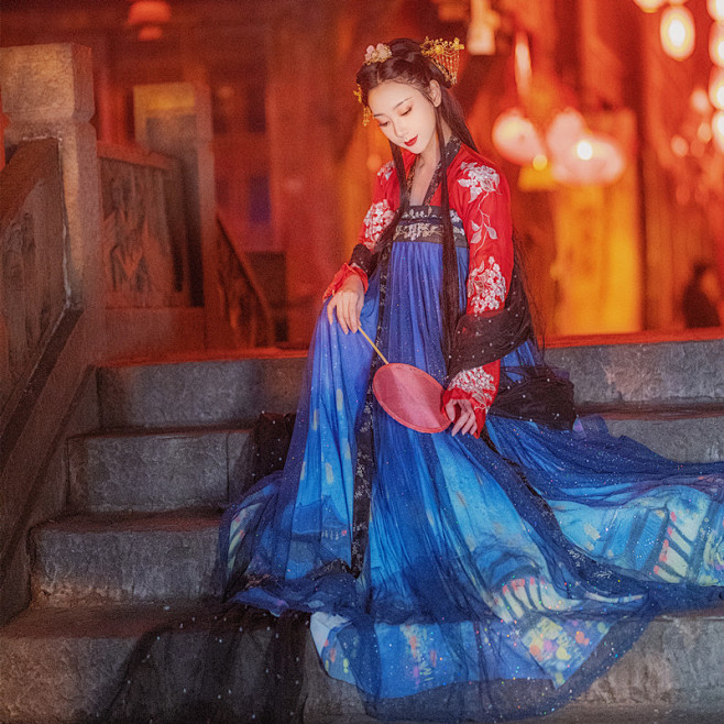 com【灯火阑珊】齐胸绣花汉服襦裙 绣花汉服齐胸 星空六米 非现货