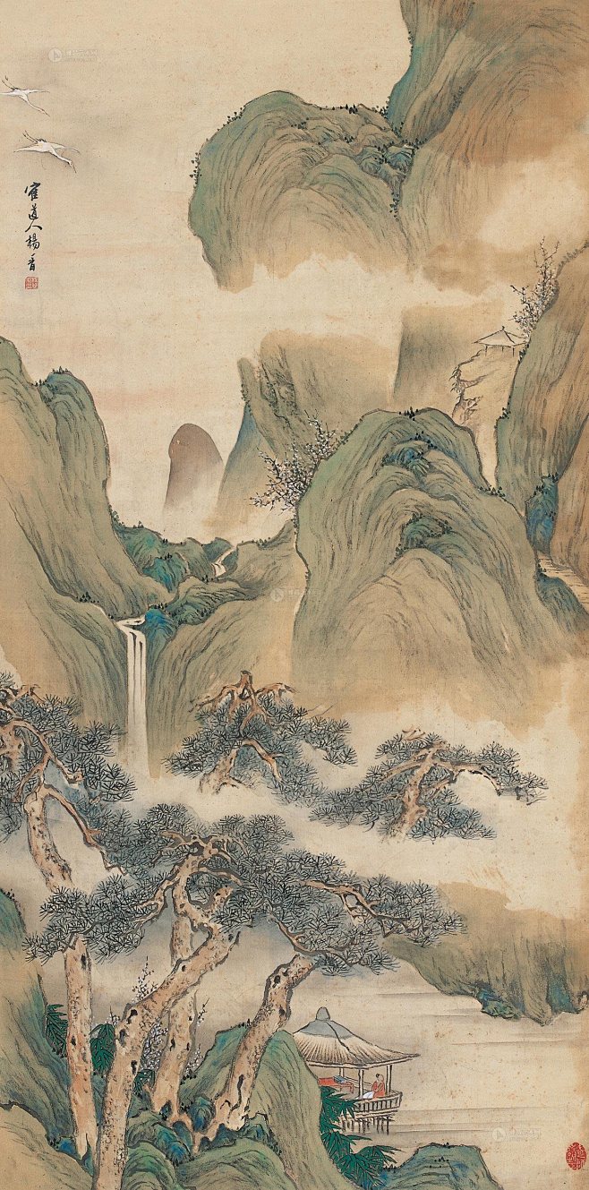 杨晋——无题【鹤道人杨晋】人物山水 立轴欣赏 | 清|杨晋(1644-1728)