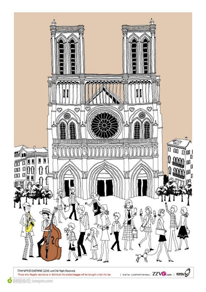 巴黎圣母院手抄报插图图片