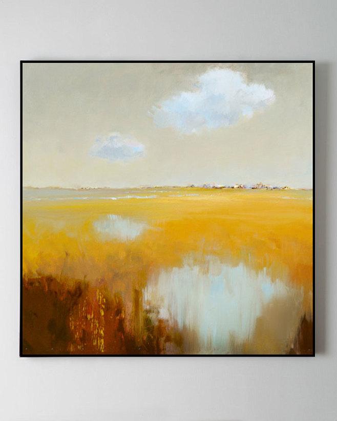 现代北欧抽象风景油画沙发背景墙画客厅玄关挂画有框手绘油画简欧淘宝