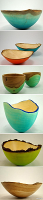 Natural Selection Studio设计的木纹碗，柔和舒适的色调，让木纹的弧线完美延伸，天然美丽。
