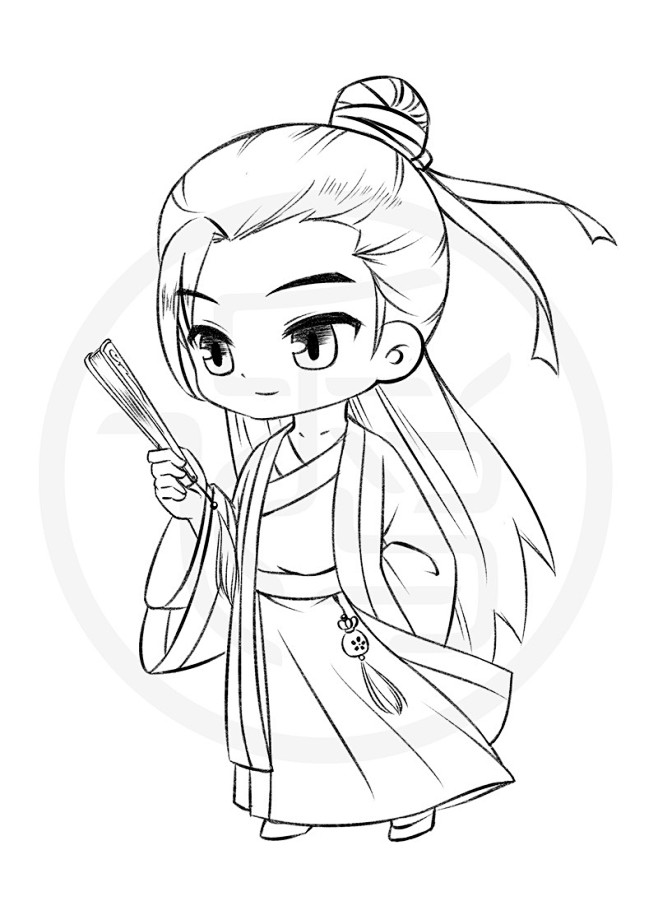 q版古风人物线稿出自上吧漫画达人必修课q版古风古风也能萌萌哒哟