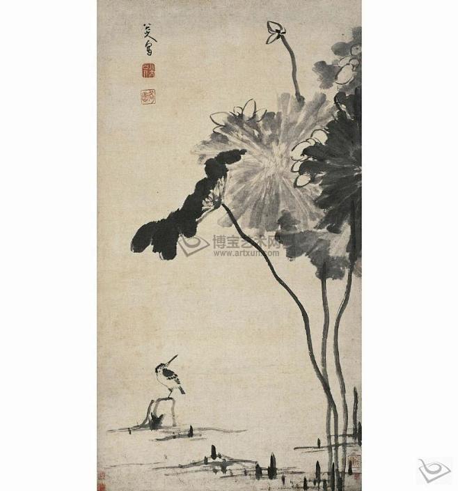 图片收藏八大山人16261705荷花翠鸟图拍卖搜艺搜