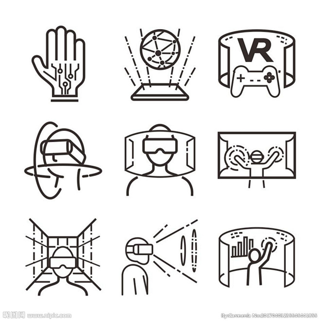 vr虚拟现实科技未来矢量线图