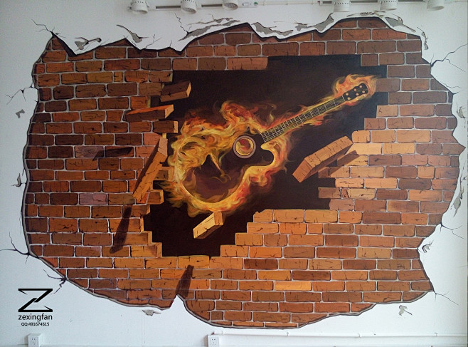 吉他教室墙绘图片