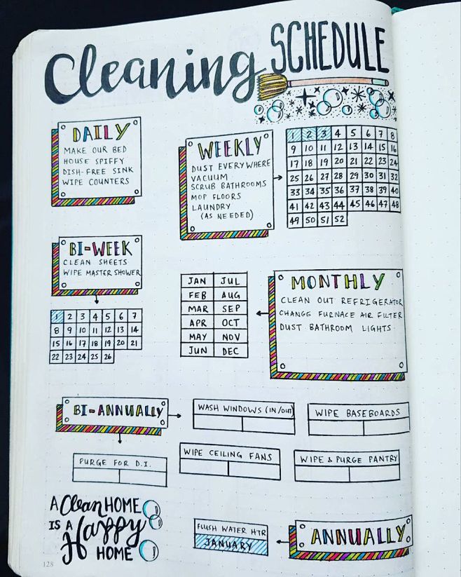 cleaningschedulebulletjournallayoutidea
