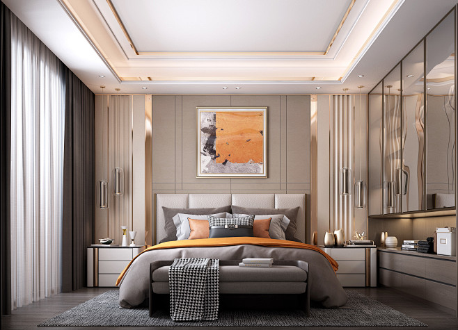 现代卧室室内设计拓者设计吧新中式卧室t2019122率叶插件让花瓣网更好