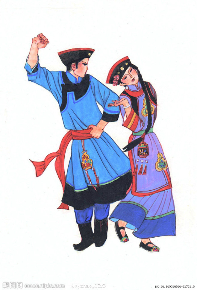 冷小訸从alohaarashi转采于2017-03-23 09:49:52少数民族达斡尔族插画