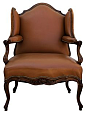French Antique Louis XV Style Wing Chair