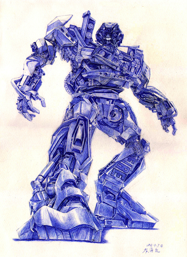 素描圆珠笔素描救护车