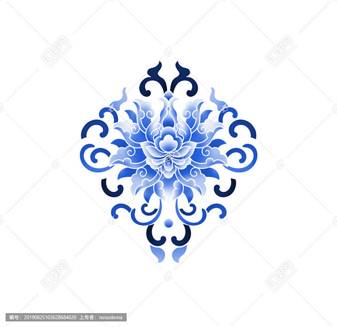 中国传统青花花卉纹样