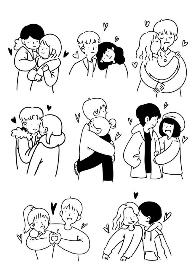 麦刻风的绘画课堂情侣黑白画风来画甜甜的恋爱呀简笔画676767