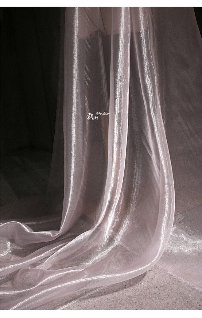 粉水晶珠光纱透视水光纱布料闪光泽婚纱礼服欧根纱服装网纱面料淘宝网