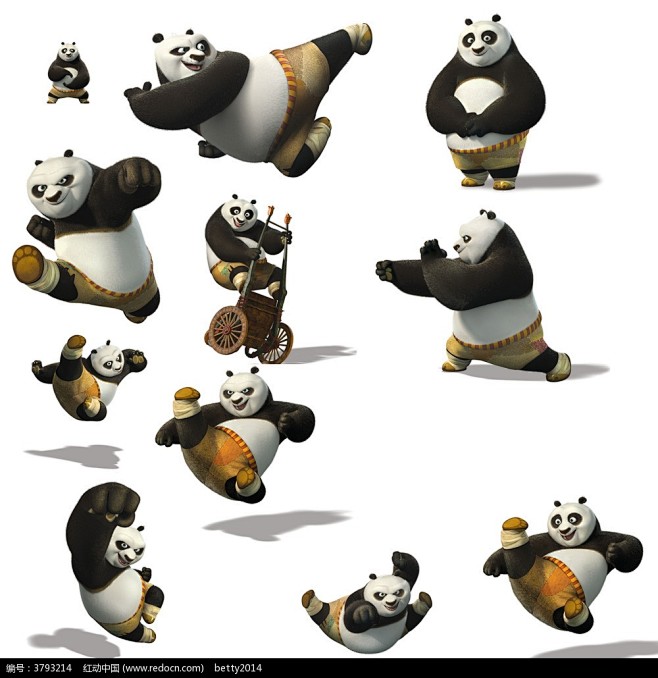 功夫熊猫各个动作psd源文件免费下载卡通人物素材