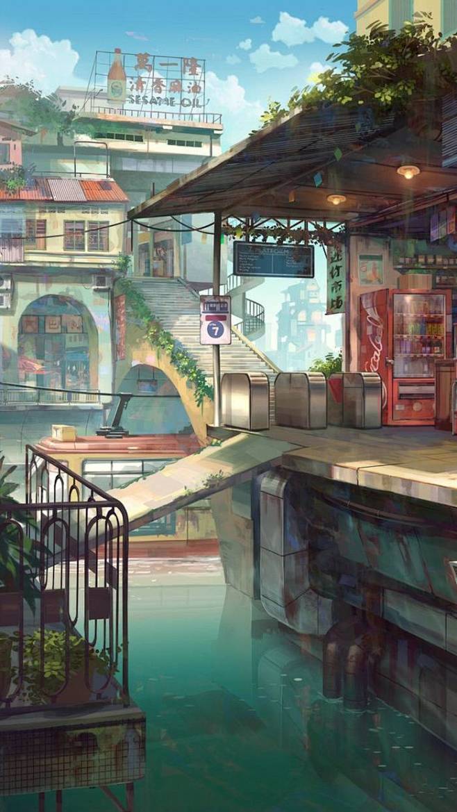 壁纸日本动漫漫画背景图文字清新欧美日韩手机平铺插画森系女生情侣