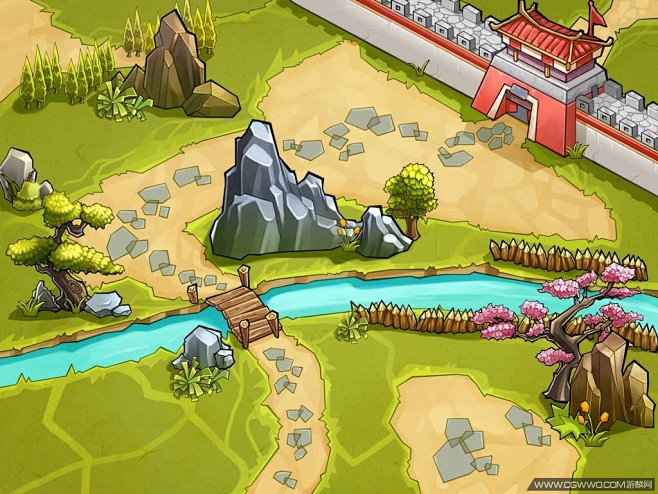 新提醒一批q版卡通场景地图74p原画资源下载区cg游麟网游戏美术学习