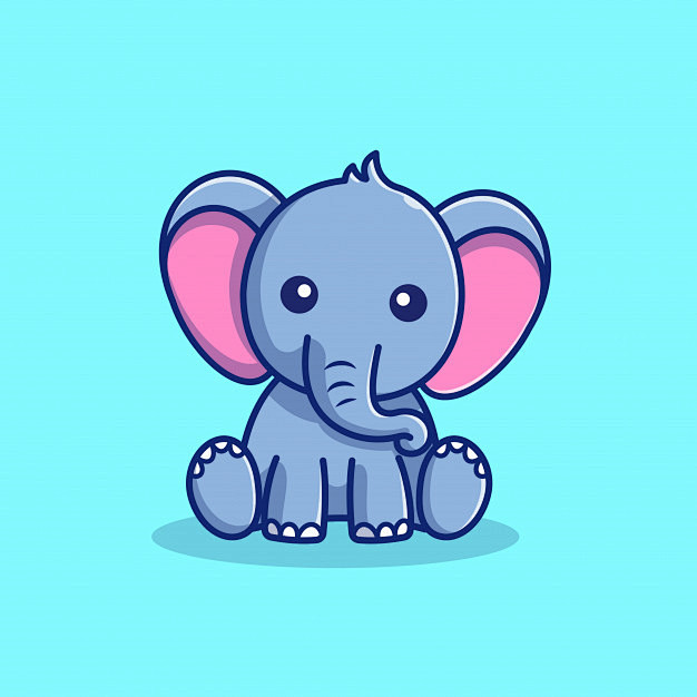 可爱的大象坐着卡通矢量插画矢量图素材