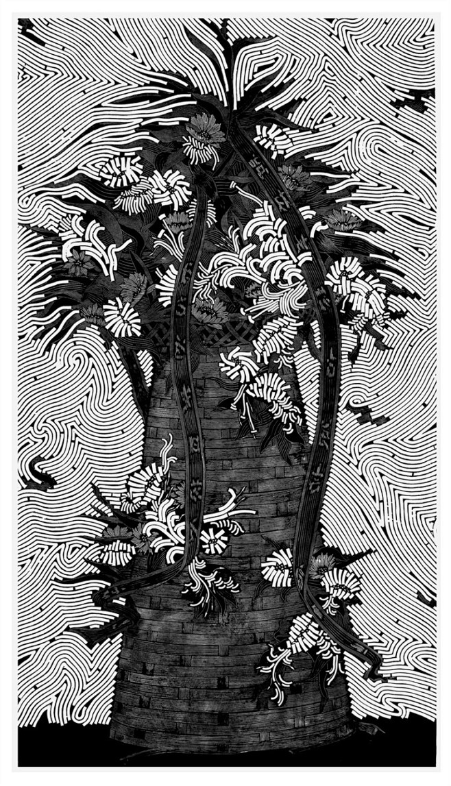 彭伟的黑白木刻版画蚁多米蚁多米版画