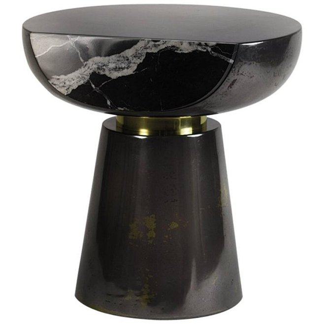YaYo Liquid Metal and Resin Side Table with M