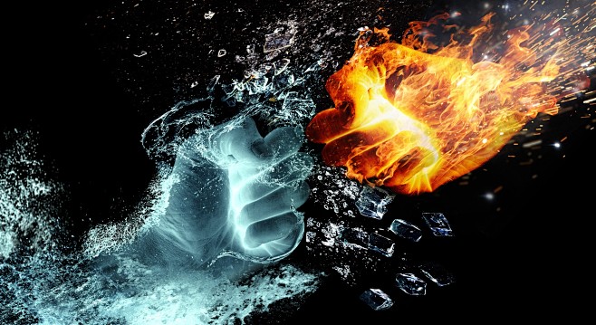 图片壁纸高清壁纸电脑壁纸水和火水火手热火焰幻想冰水拳火拳水火相融