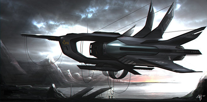 科幻飞船原画科幻载具原画科幻原画来自cgbookcn809