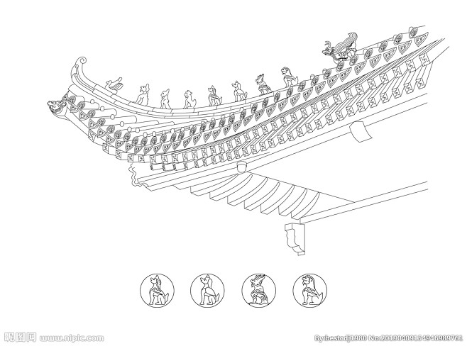 古代建筑飞檐画法图片