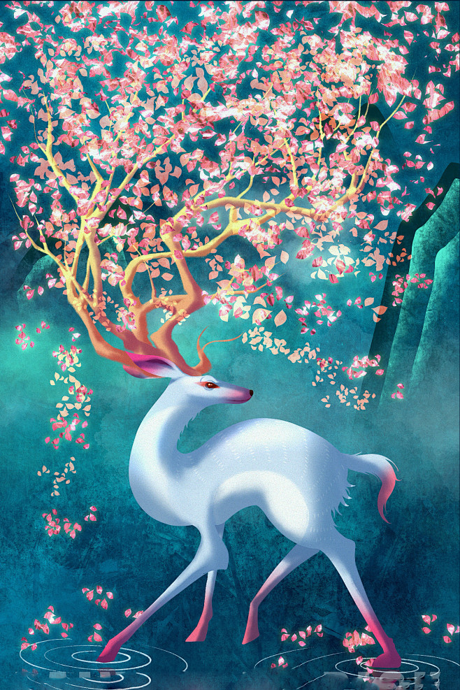 北望河林其状如蒨如举有兽焉其状如白鹿而四角名曰夫诸见则其邑大水