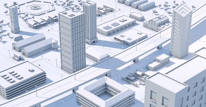 卡通玩具c4d低平面建筑城市多边形房屋游戏3d模型设计素材5