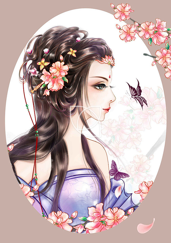 唯美古风插画小说封面古代美女