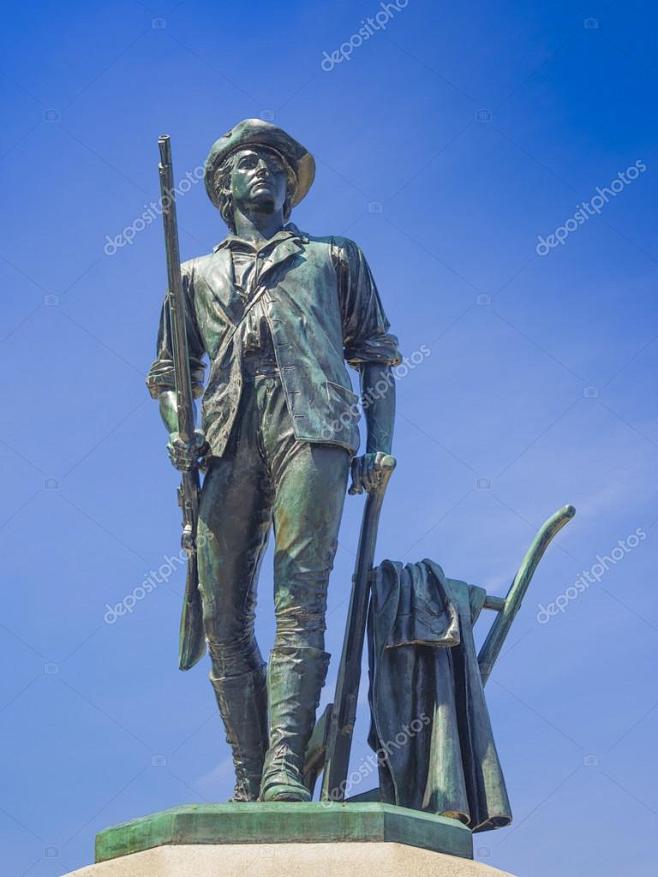 bronzestatueofaminutemaninconcordmaitwassculptedbydanielchester